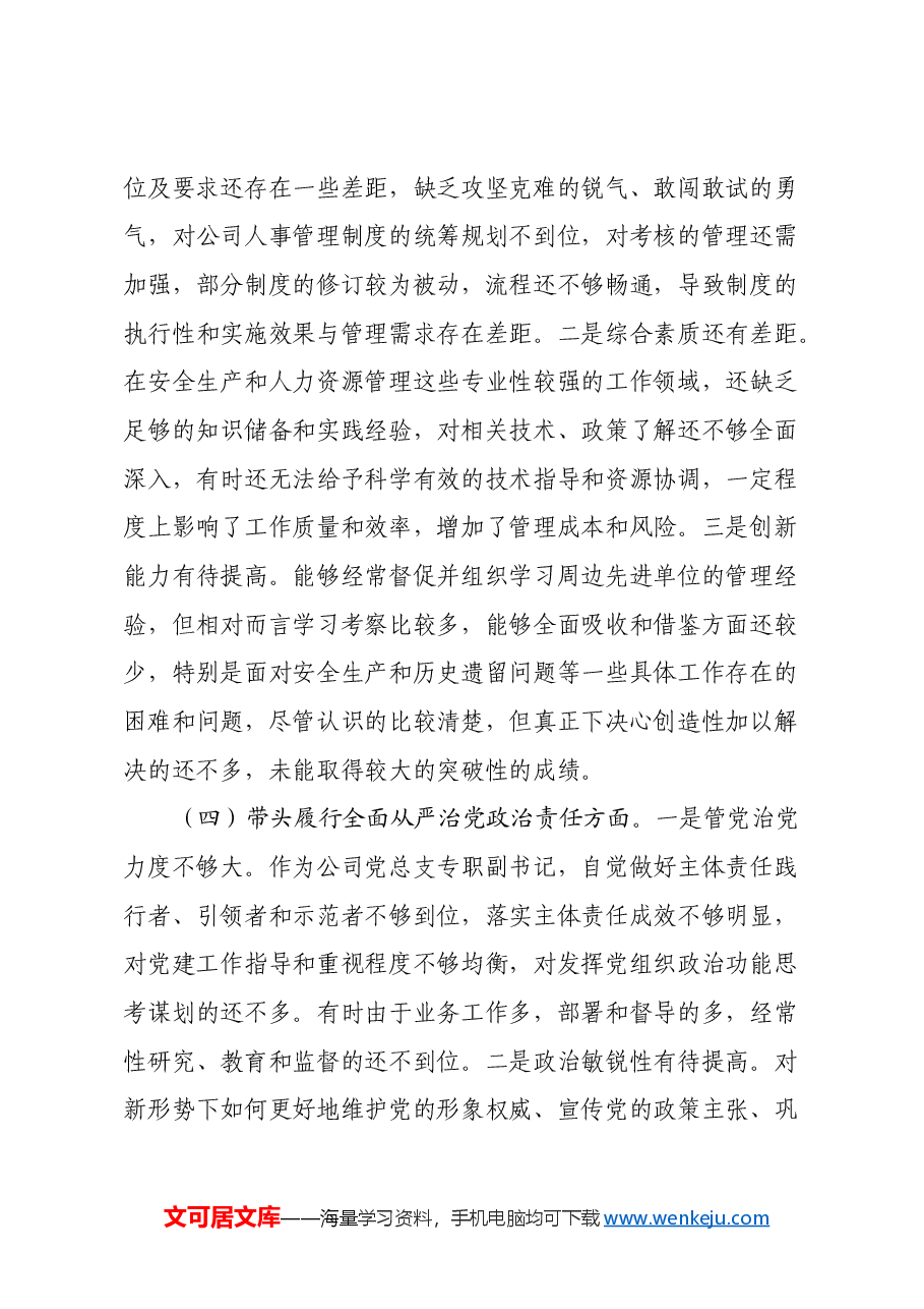 2024年度民主生活会个人对照检查材料(四个带头+典型案例剖析).docx,第3页预览