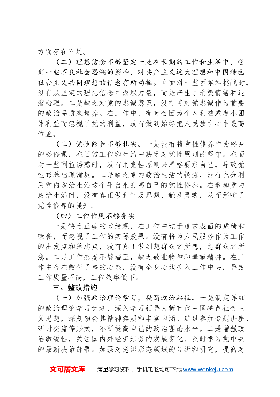 2024年专题民主生活会、组织生活会对照检查材料(领导干部个人).docx,第4页预览