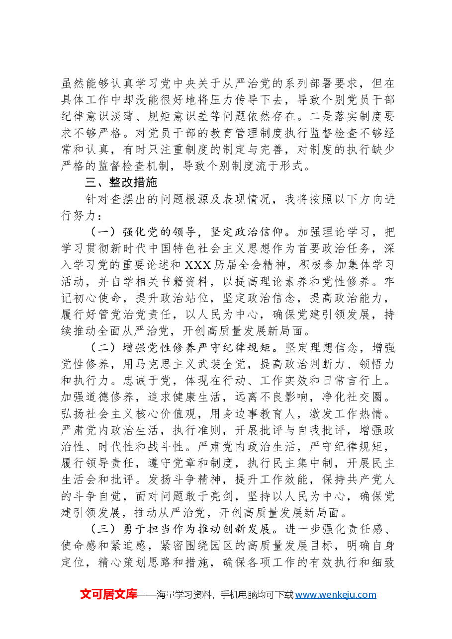 市工业园区2024年民主生活会个人对照检查.docx,第4页预览