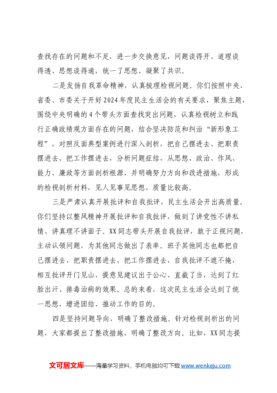 指导组组长在县委2024年度民主生活会上的点评讲话.docx,第2页预览