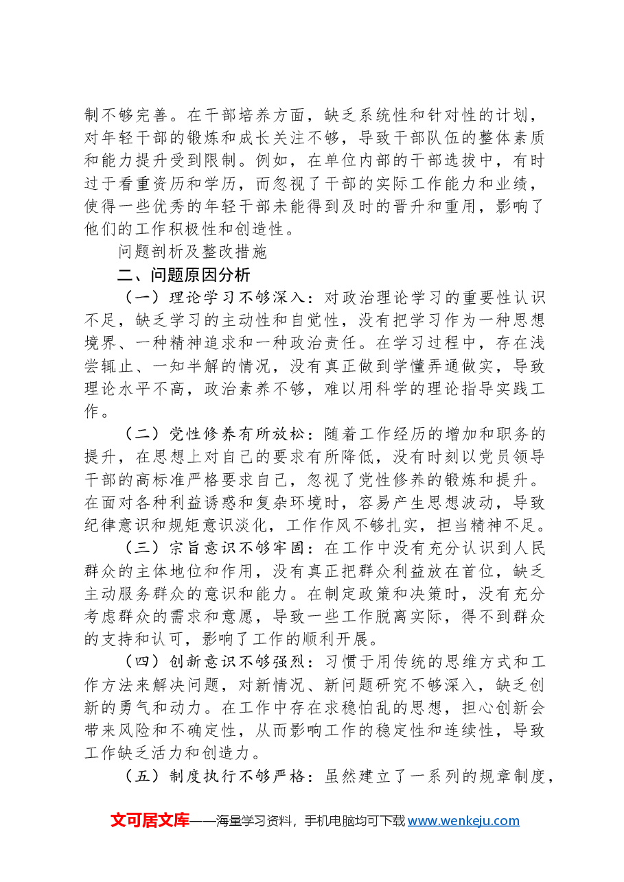 2024年度民主生活会“四个对照”方面(存在问题、原因剖析及整改措施).docx,第4页预览