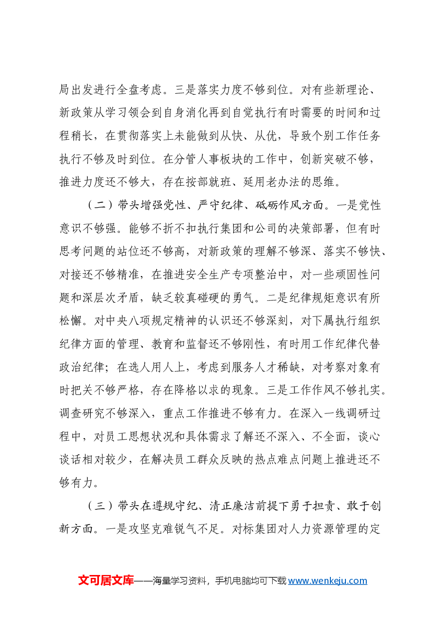 2024年度民主生活会个人对照检查材料(四个带头+典型案例剖析).docx,第2页预览