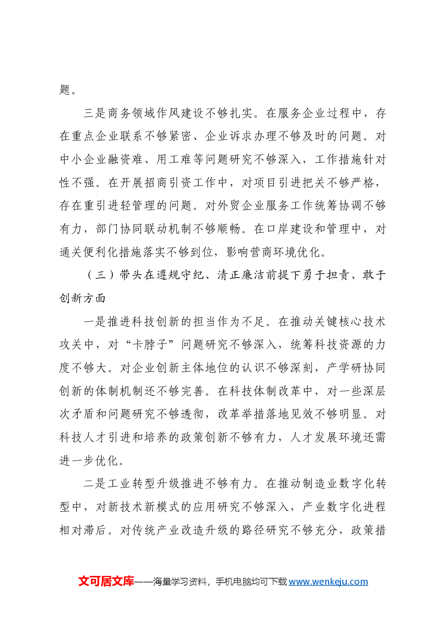 副市长在2024年民主生活会上的对照检查材料四个带头.docx,第4页预览