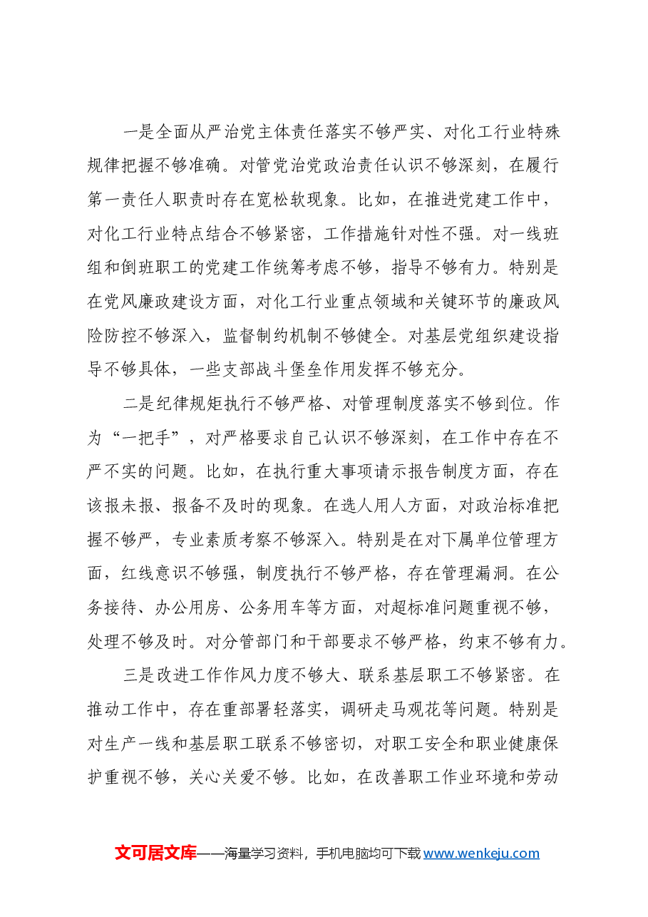 能化类国企党委书记2024年民主生活会对照检查材料(四个带头).docx,第3页预览