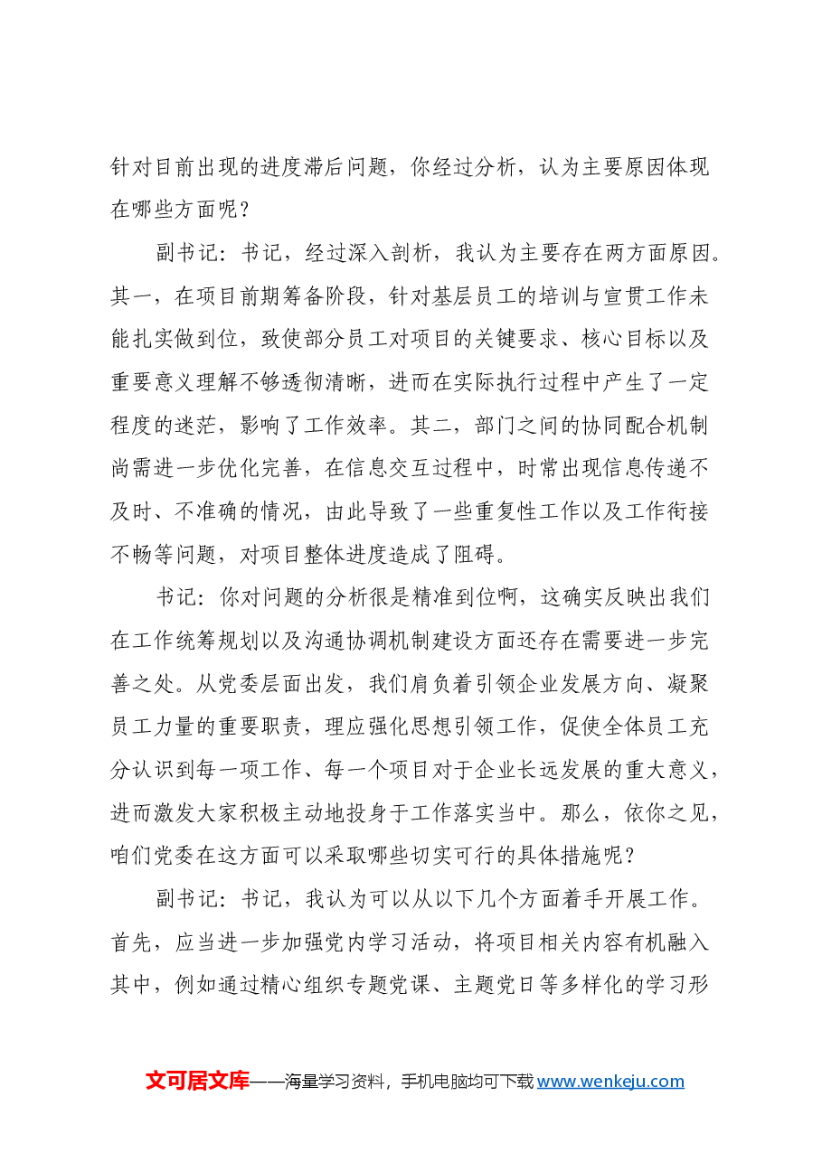 国有企业党委书记和党委副书记民主生活会前谈心谈话记录.docx,第2页预览