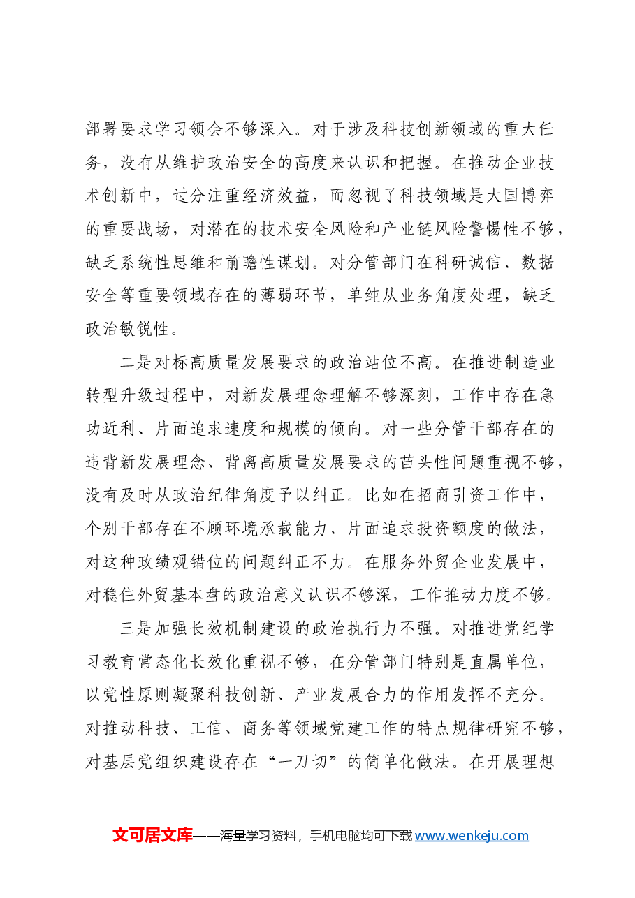 副市长在2024年民主生活会上的对照检查材料四个带头.docx,第2页预览