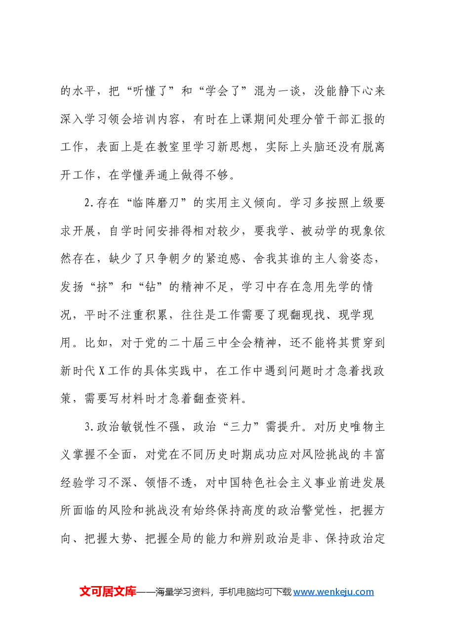 局班子成员2024年度民主生活会对照检查发言材料(四个带头).docx,第4页预览