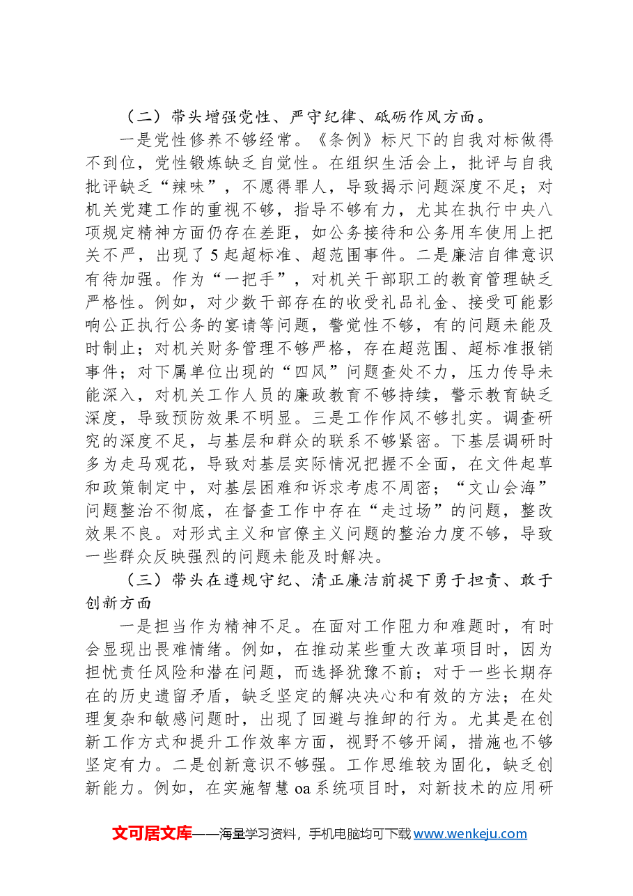 2024年度民主生活会个人对照检查(结合办公室工作).docx,第2页预览