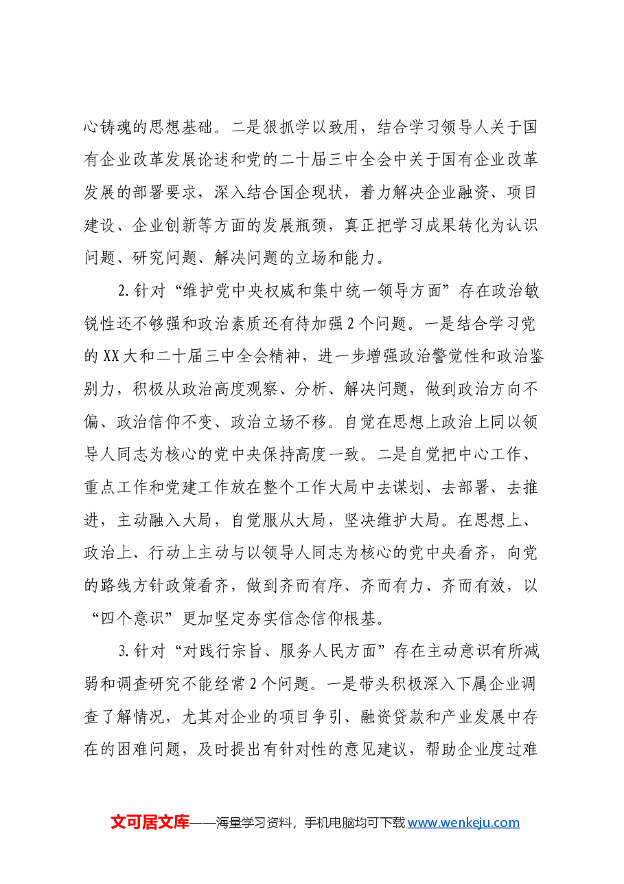 国有企业2024年的民主生活会个人发言提纲(上年度整改措施落实情况+个人重大事项说明+四个带头+意识形态+三个务必 树立和践行正确政绩观+典型案例剖析).docx,第2页预览