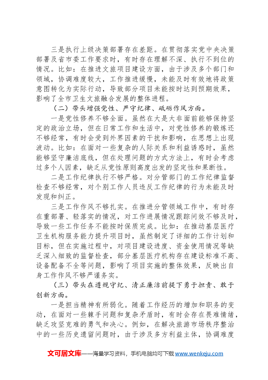 2024年民主生活会个人对照检查发言(市领导).docx,第2页预览