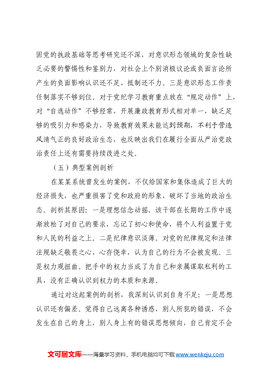 2024年度民主生活会个人对照检查材料(四个带头+典型案例剖析).docx,第4页预览