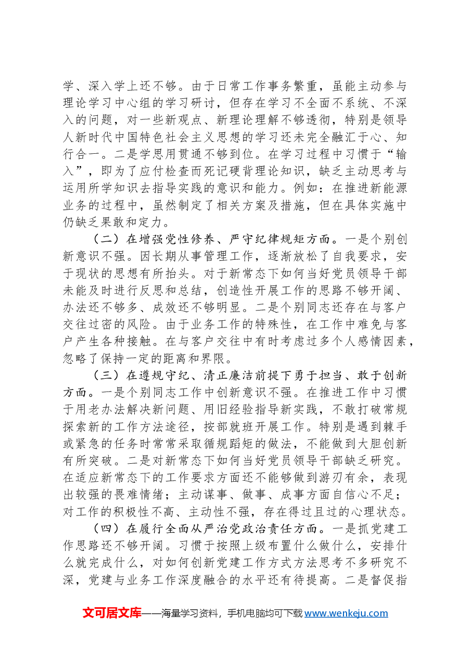 国有企业党委书记2024年民主生活会个人对照检查发言材料(上年度整改落实情况四个方面).docx,第3页预览
