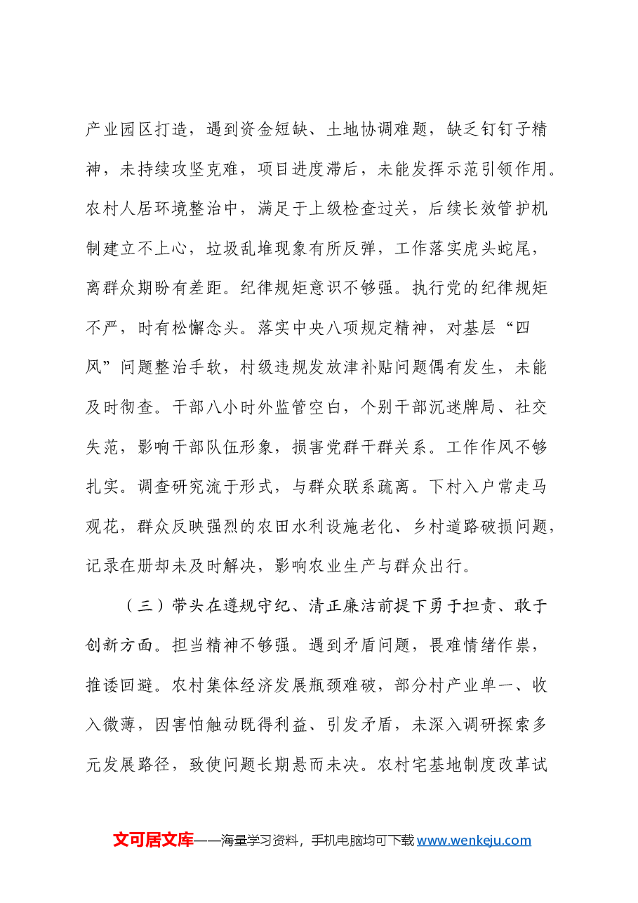 乡镇党委书记2024年度民主生活会对照检查.docx,第3页预览