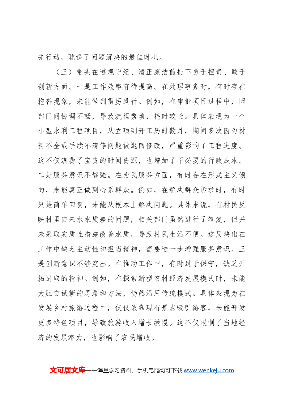 (3篇)镇乡领导干部2024年民主生活会个人对照检查材料汇编.docx,第4页预览