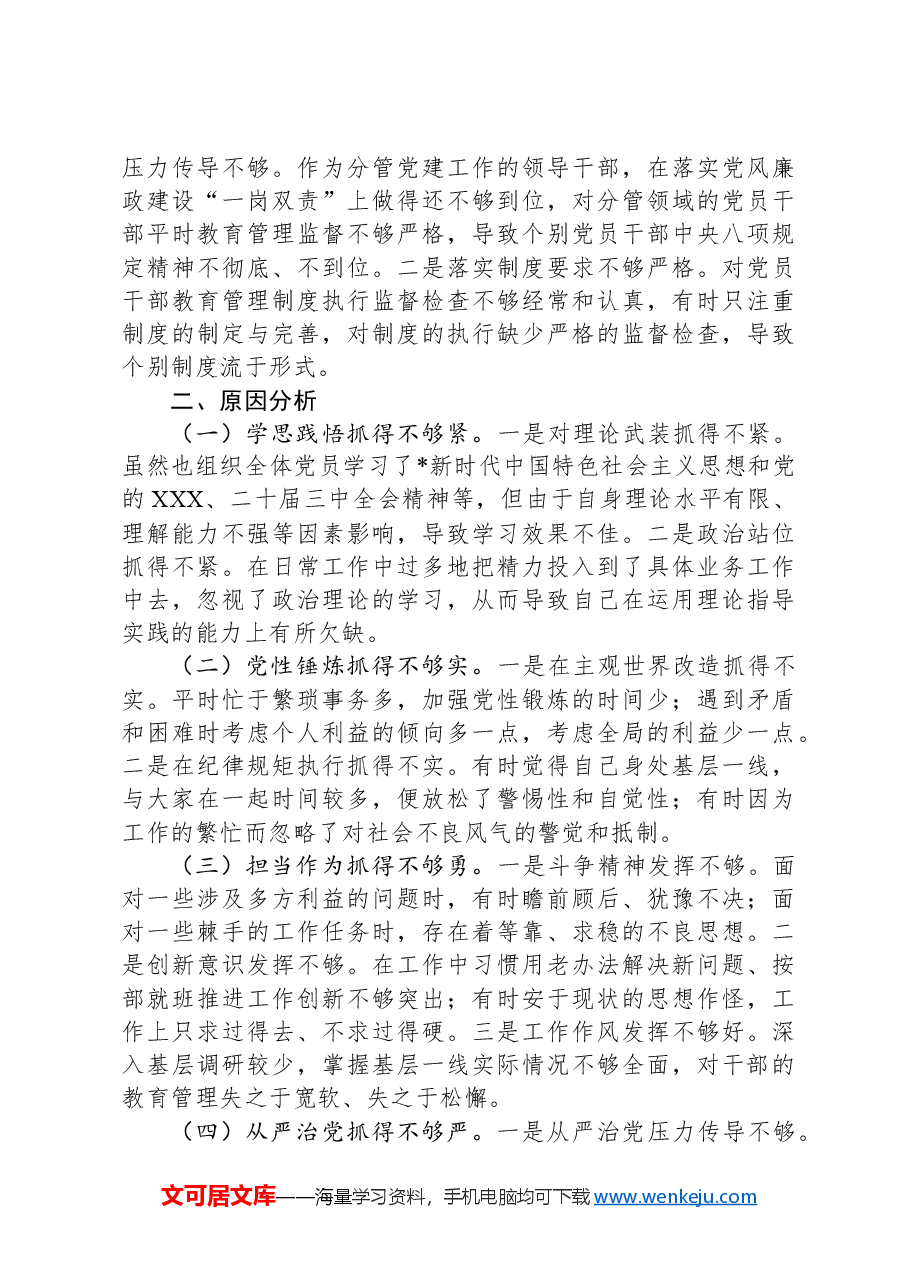 市工业园区2024年民主生活会个人对照检查.docx,第3页预览