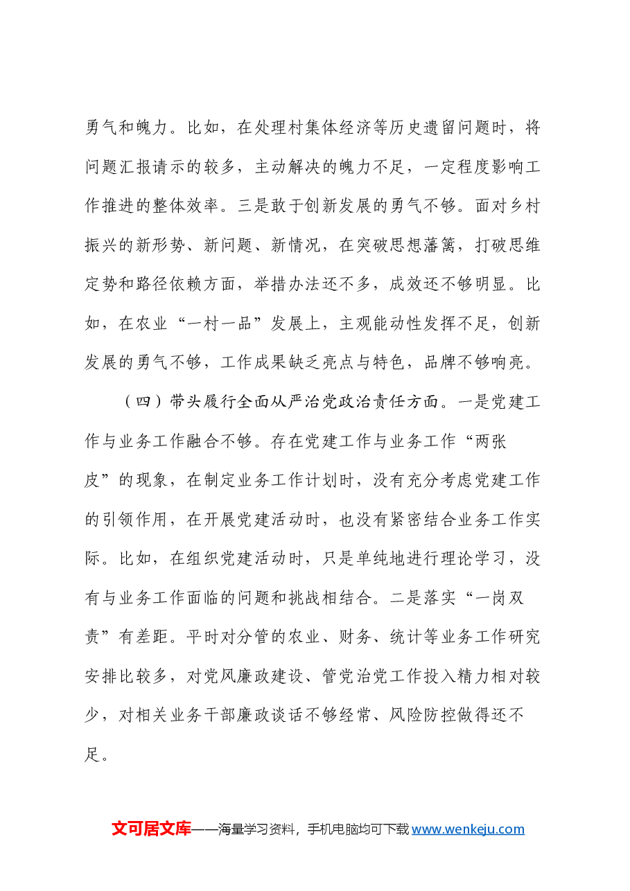 2024年度民主生活会个人对照检查材料(副乡长).docx,第4页预览