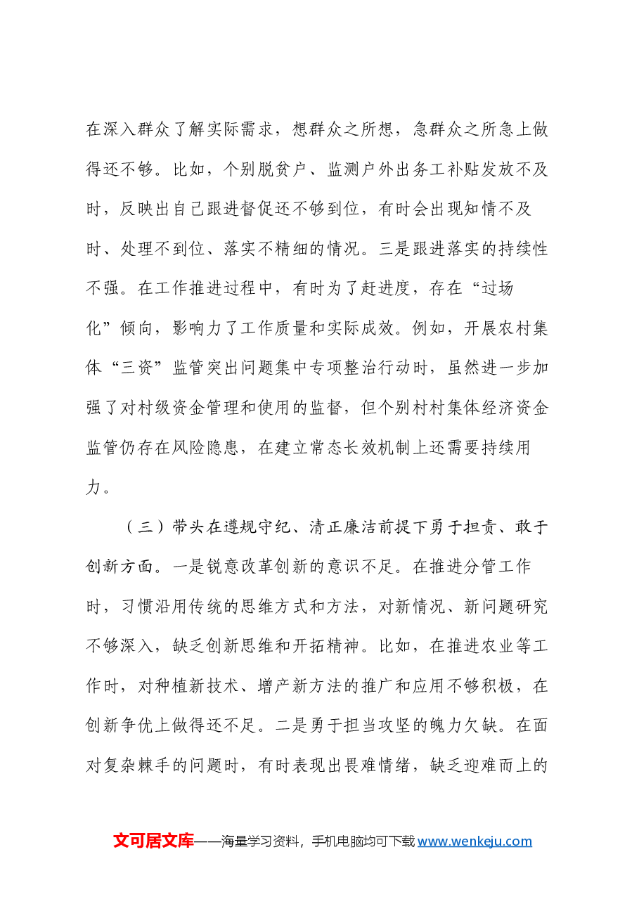 2024年度民主生活会个人对照检查材料(副乡长).docx,第3页预览