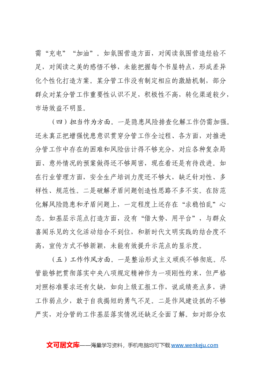 民主生活会个人发言提纲(七个方面).docx,第3页预览