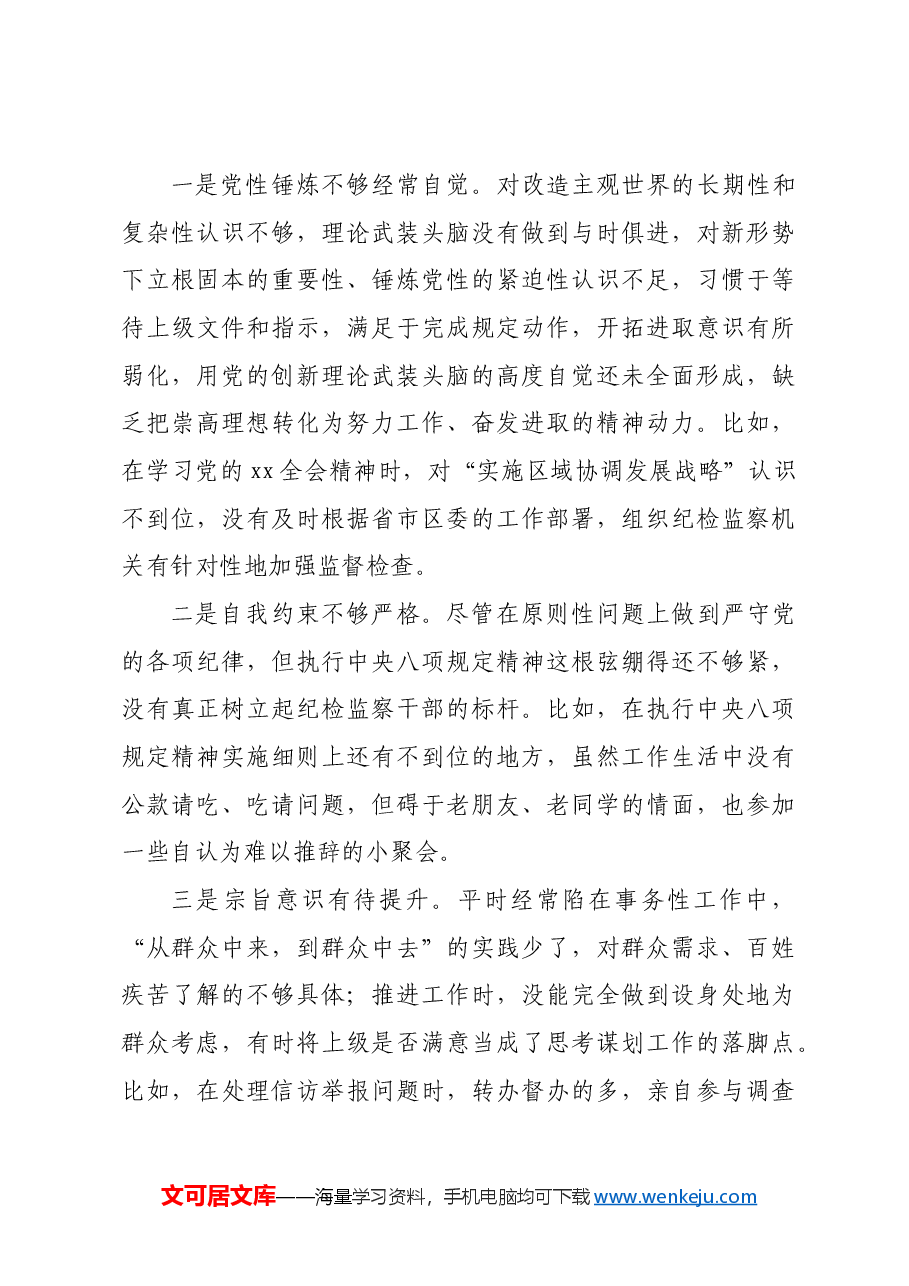 某纪委副书记、监委副主任2024年专题民主生活会对照检查材料四个带头 典型案例.docx,第3页预览