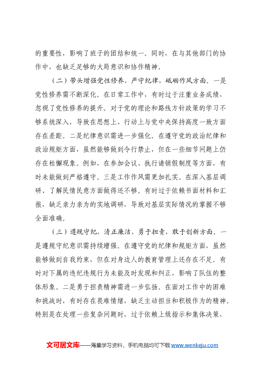 2024年度民主生活会个人剖析材料.docx,第2页预览