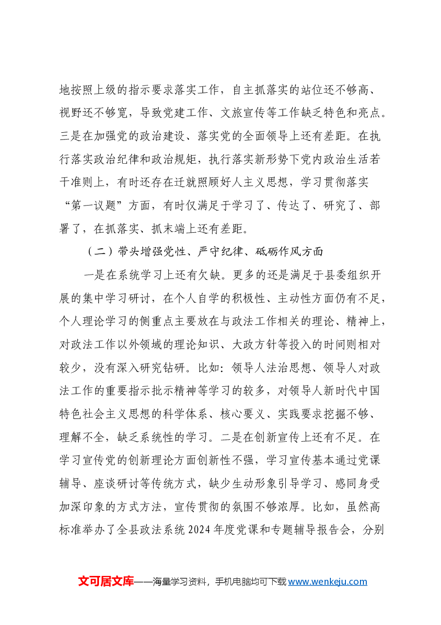 2024年度组织生活会对照检查材料(四个带头+对照反面典型案例举一反三剖析+其他情况说明).docx,第2页预览