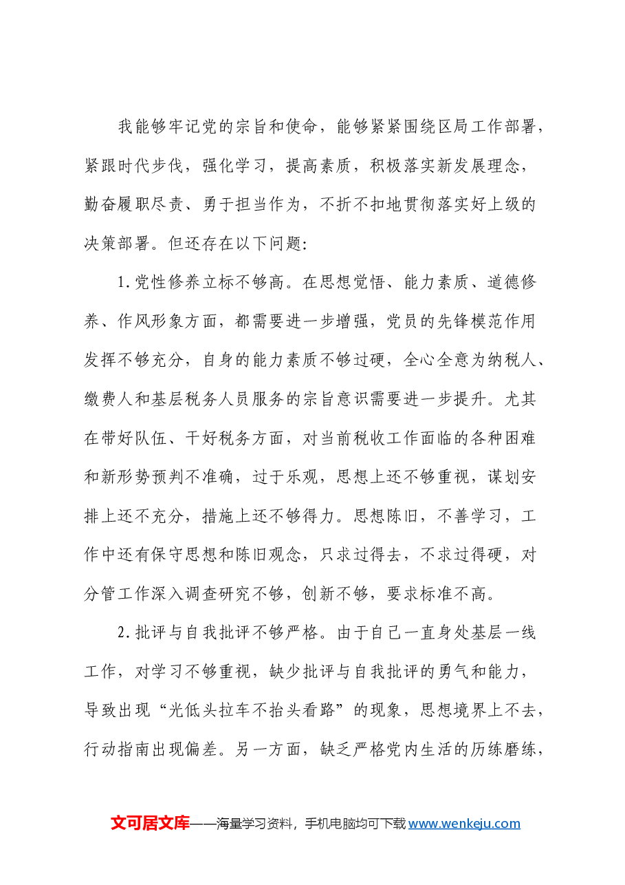 税务系统2024年度民主生活会个人对照检查.docx,第3页预览