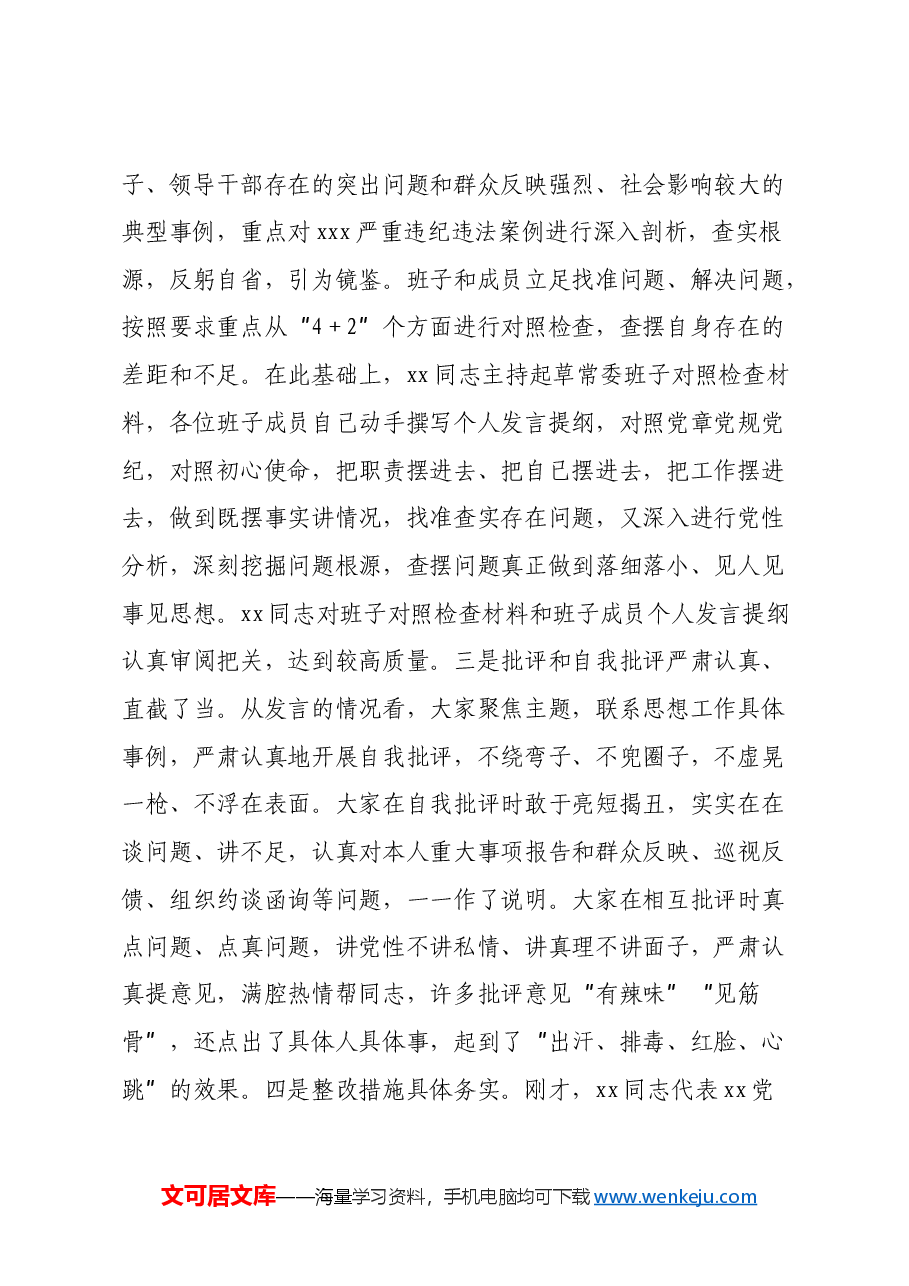 指导下级单位2024年度民主生活会讲话提纲.docx,第3页预览