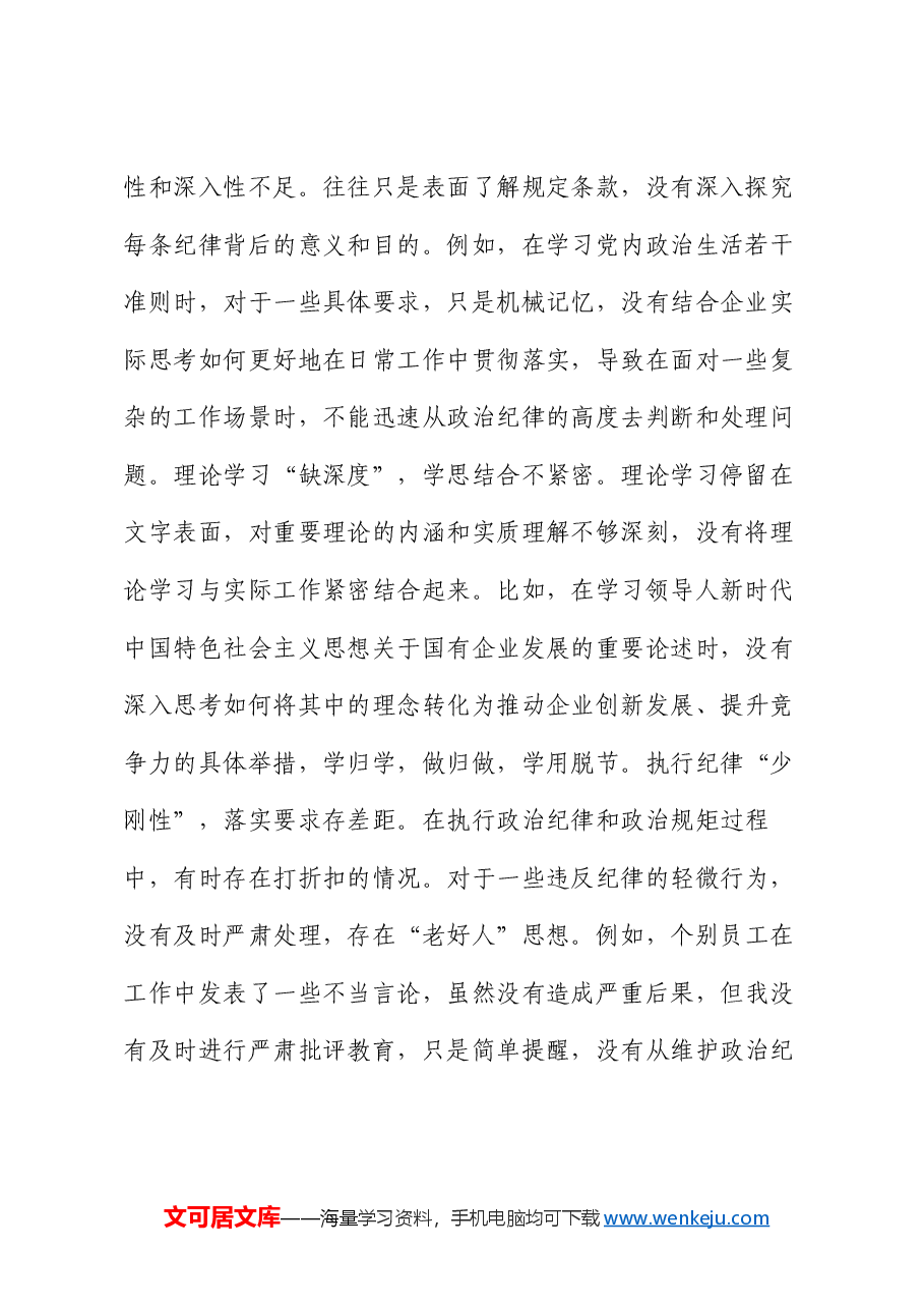 国企党委书记2024年民主生活会个人发言材料.docx,第2页预览