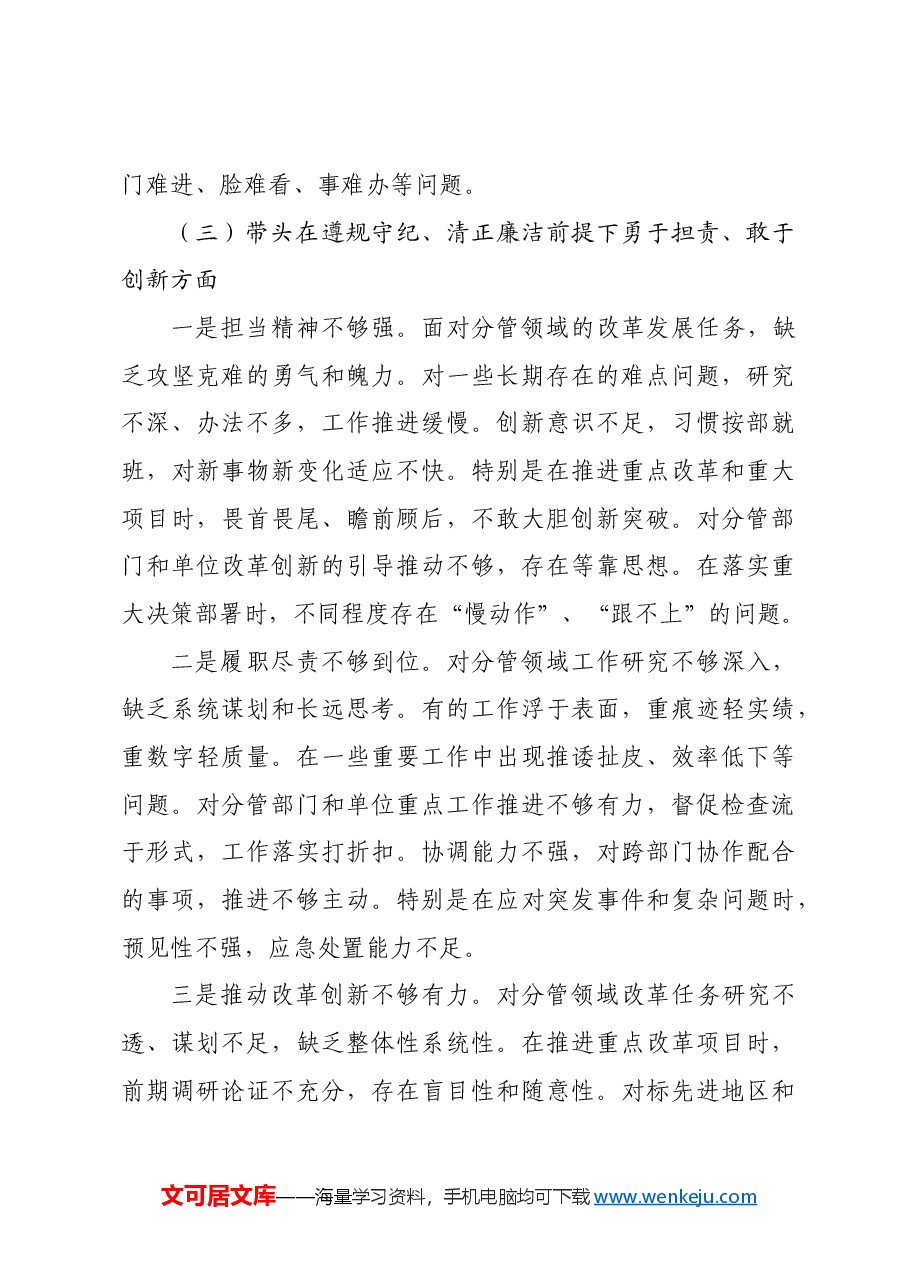 副局长2024年组织生活会对照发言材料(四个带头).docx,第4页预览