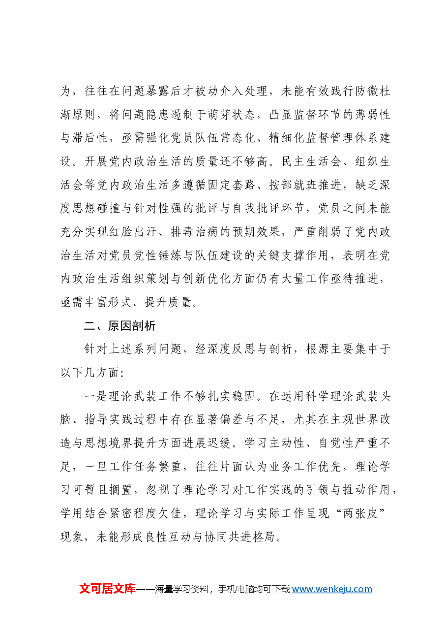 2024年度专题民主生活会对照检查材料四个带头.docx，第4页预览