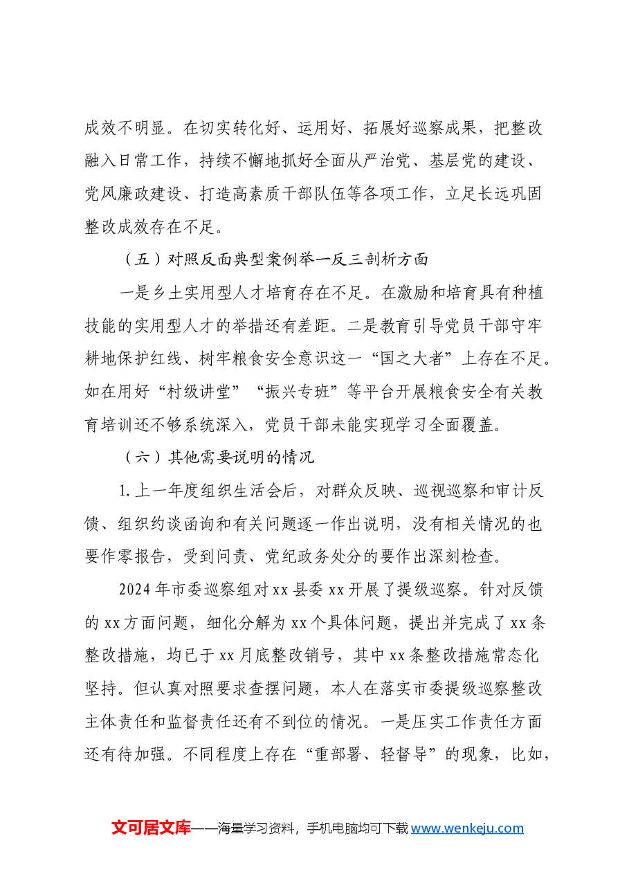 2024年度组织生活会对照检查材料(四个带头+对照反面典型案例举一反三剖析+其他情况说明).docx,第4页预览