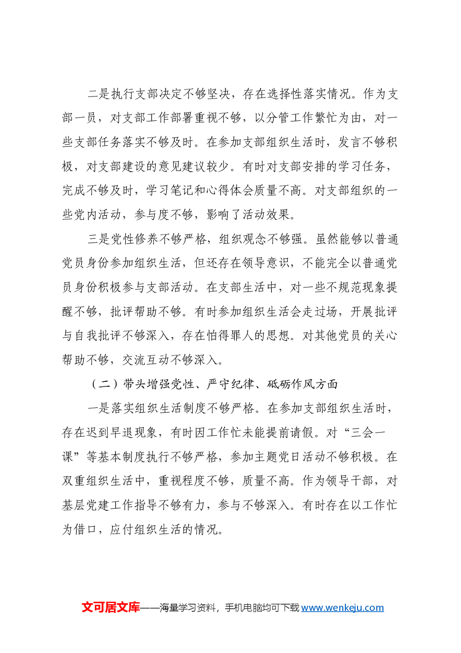副乡长2024年组织生活会对照发言材料(四个带头).docx,第2页预览
