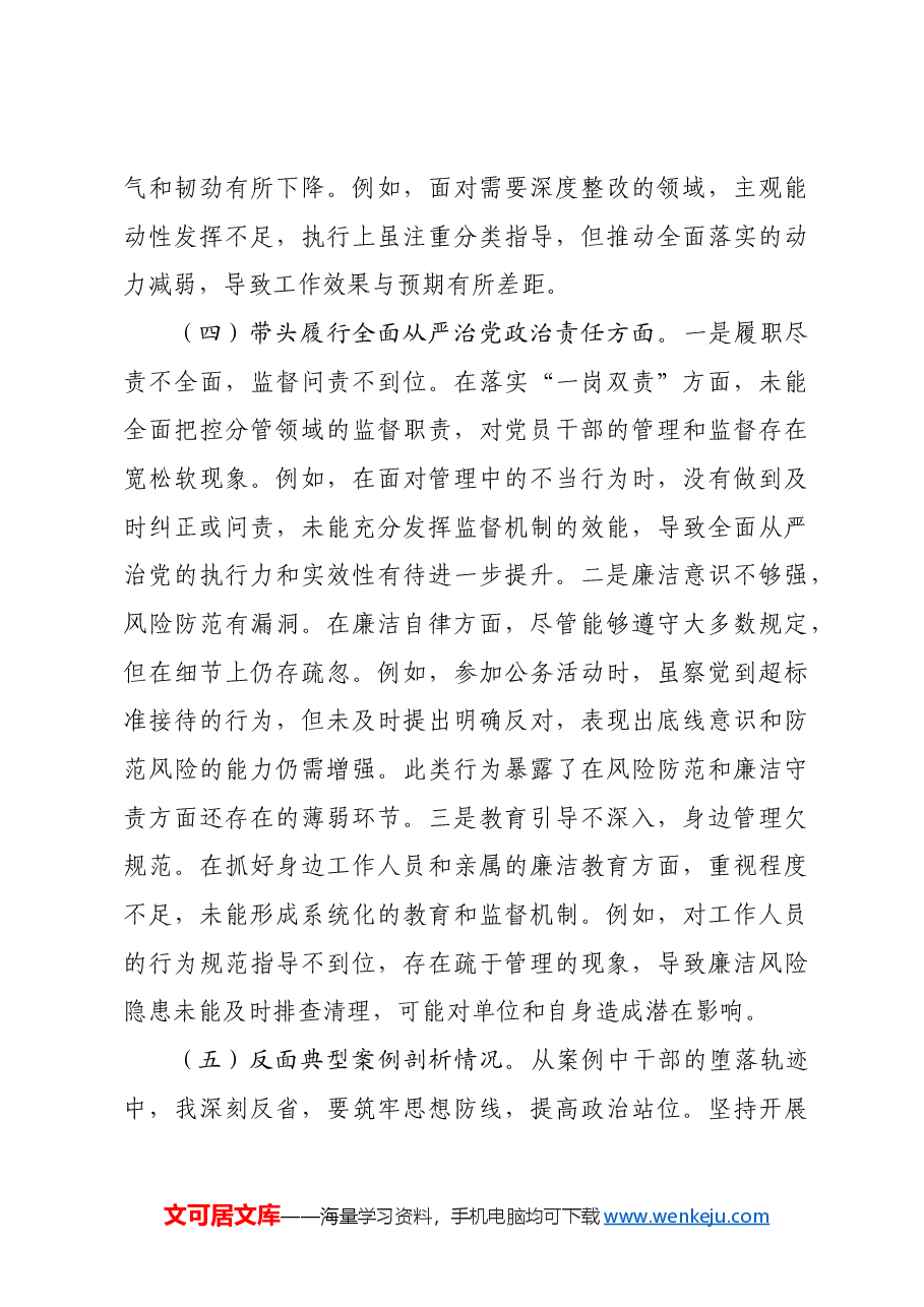 2024年度党员干部民主生活会个人对照检查材料四个带头.docx,第4页预览