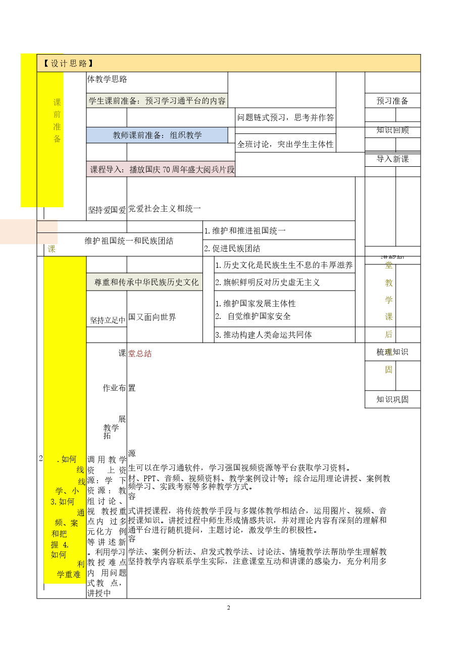 思想道德与法治2023版第2章继承优良传统 弘扬中国精神第2讲 教学设计.docx,第2页预览