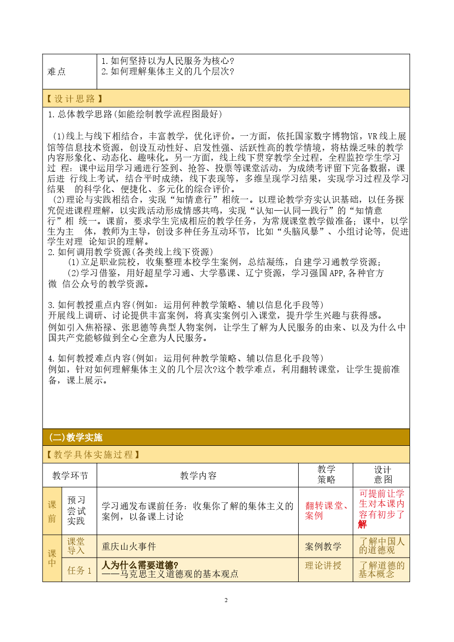 思想道德与法治2023版教学设计第五章 遵守道德规范 锤炼道德品格.docx,第2页预览
