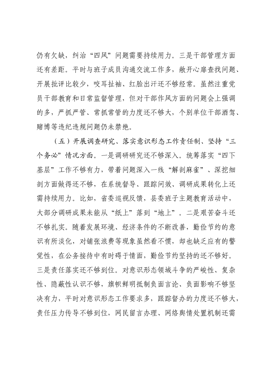 2024年度民主生活会发言提纲.docx,第4页预览