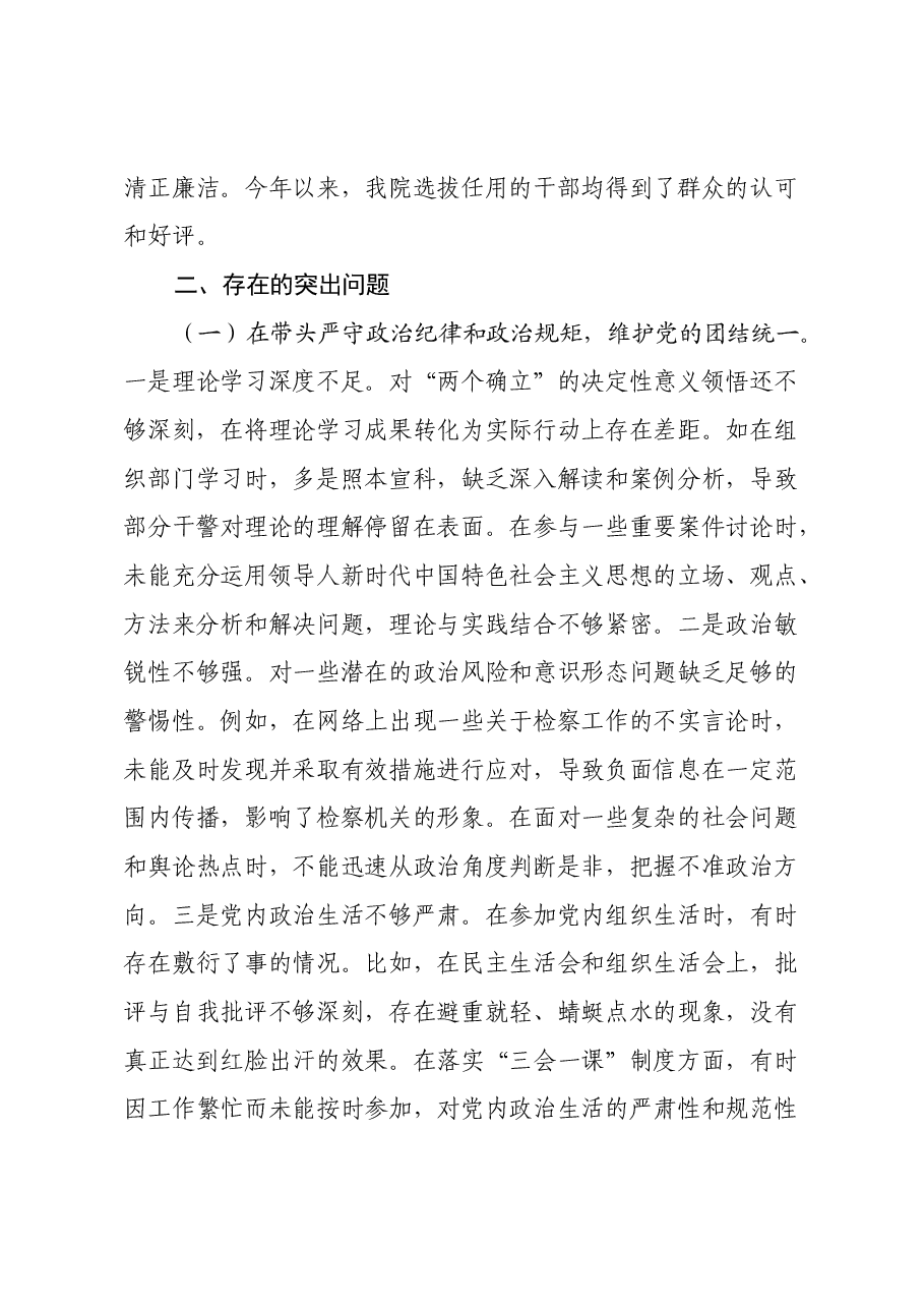 市检察院党组成员、副检察长2024年度民主生活会个人对照检视发言材料.docx,第3页预览