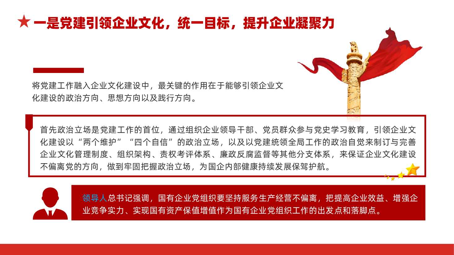 党建与企业文化融合、双向促进高质量发展ppt(含讲稿、国有企业党建工作党课、党建工作融入企业文化建设、党企融合).pptx,第4页预览