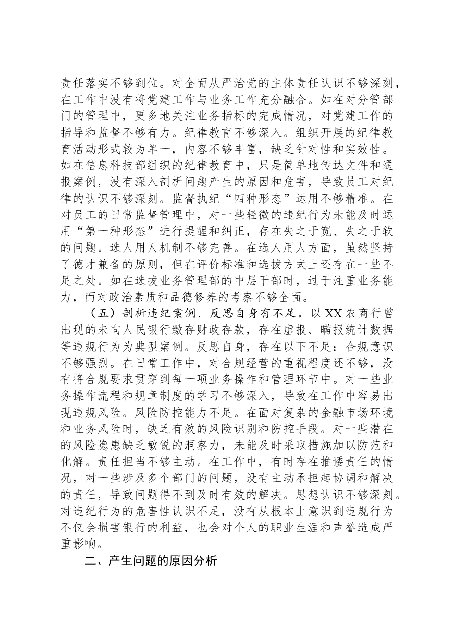 2024年度民主生活会银行副行长个人对照检视发言材料.docx,第3页预览