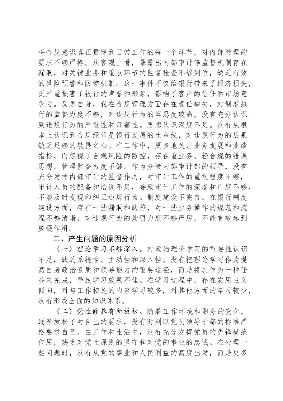 某银行党委书记2024年度民主生活会个人对照检视发言材料.docx,第4页预览