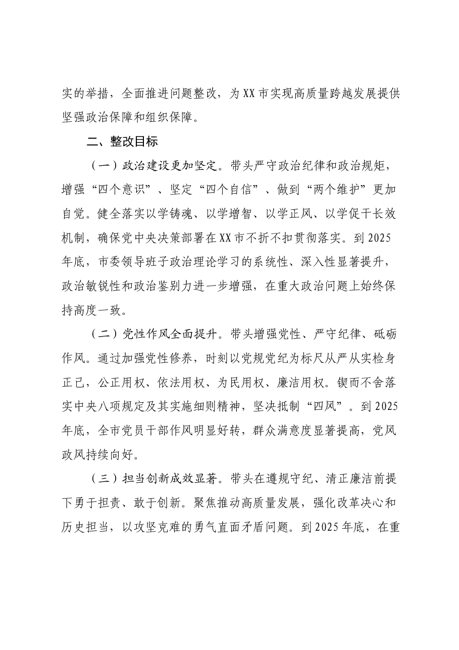 市委关于2024年度民主生活会查摆问题整改方案.docx,第2页预览