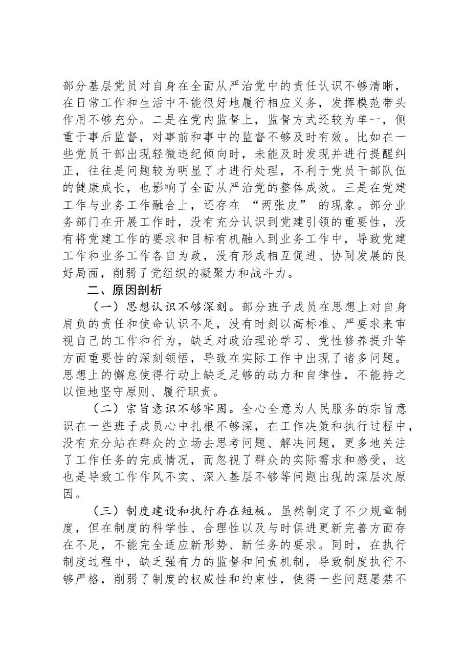 市直单位党组领导班子2024年度专题民主生活会对照检查材料.docx，第3页预览