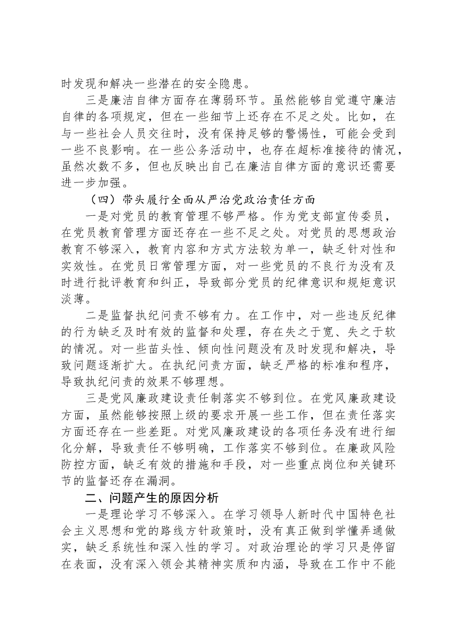 派出所党支部宣传委员2024年组织生活会对照检查材料.docx,第3页预览
