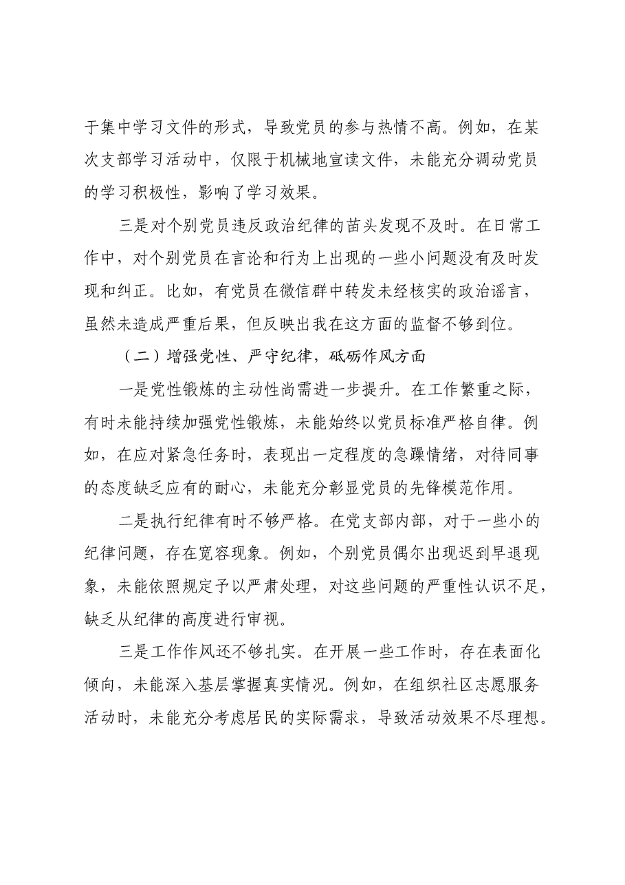 党支部书记2024年组织生活会个人对照检查发言材料(2).docx,第2页预览