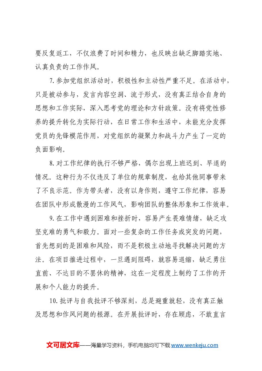 领导干部2024年民主生活会存在问题和意见建议.docx,第3页预览