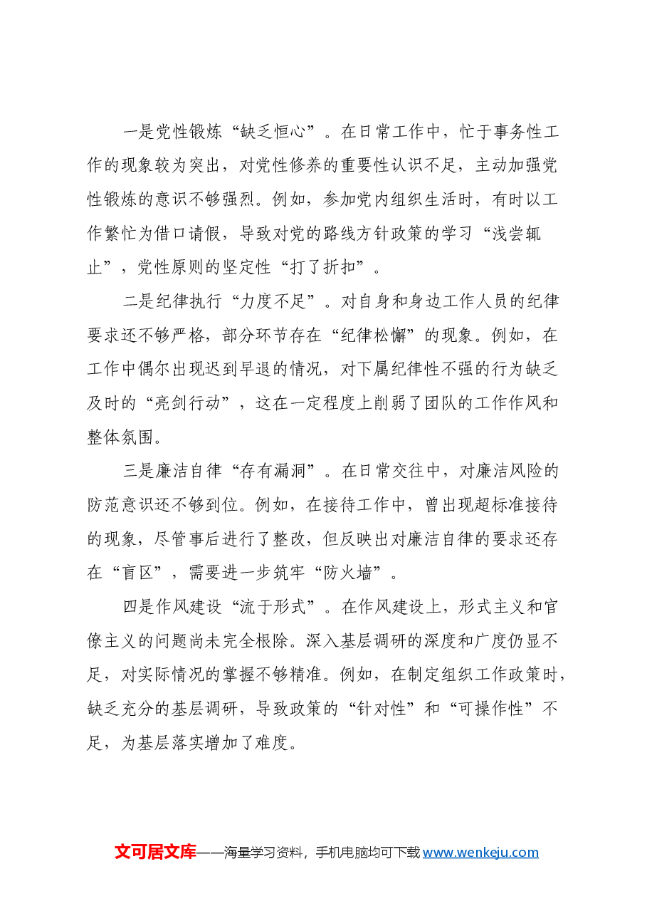 某领导2024年度民主生活会对照检视发言材料.docx,第3页预览