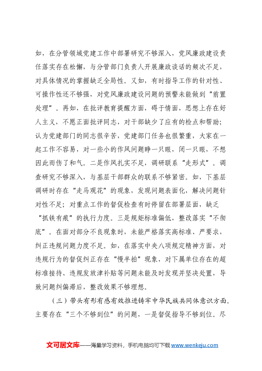 2024年度民主生活会个人对照检查材料 五个带头及典型案例.docx,第3页预览