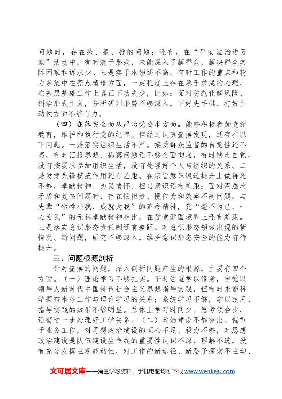 2024年度专题组织生活会个人对照检查材料.docx,第3页预览