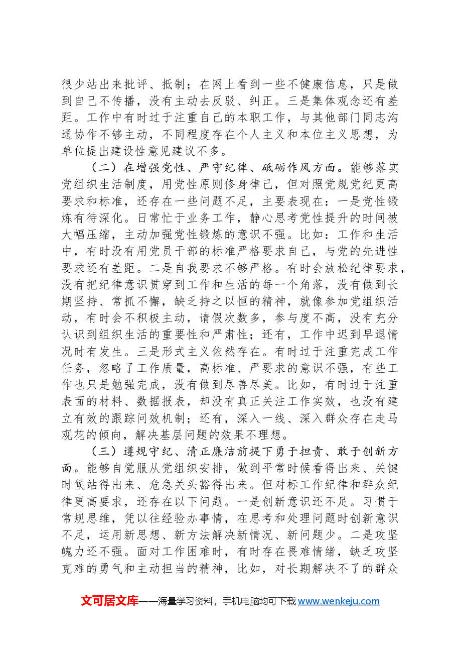 2024年度专题组织生活会个人对照检查材料.docx,第2页预览