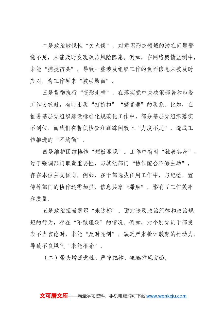 某领导2024年度民主生活会对照检视发言材料.docx,第2页预览